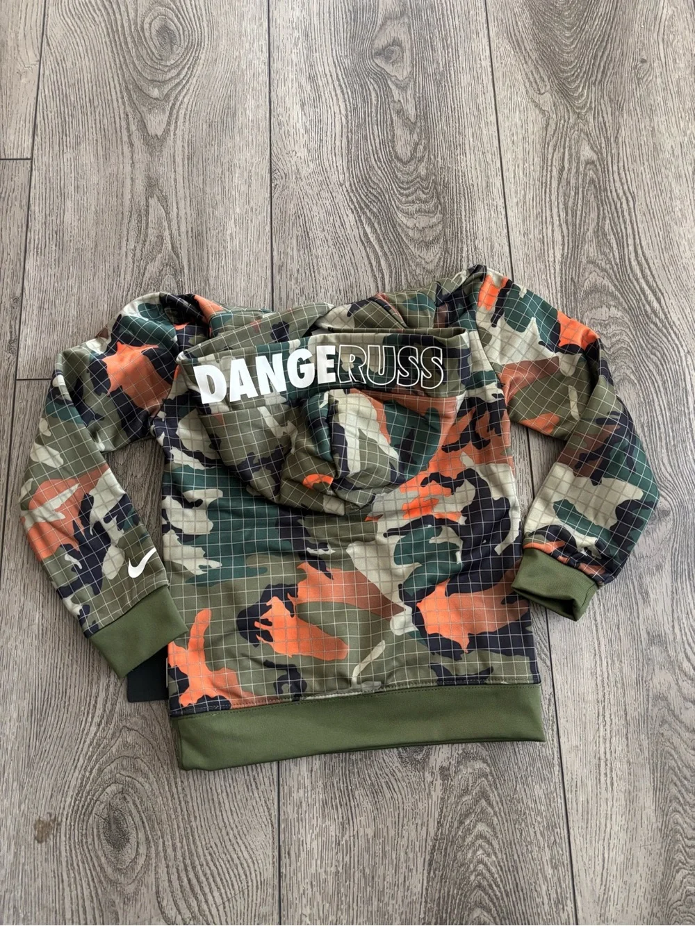 Nike Kids Camo Hoodie with Orange Accents